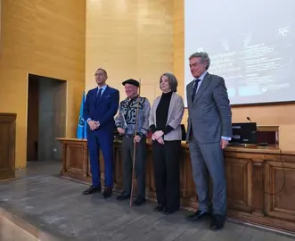 Antonio Mart&iacute;n Chicote durante la clausura de la exposici&oacute;n del nav&iacute;o