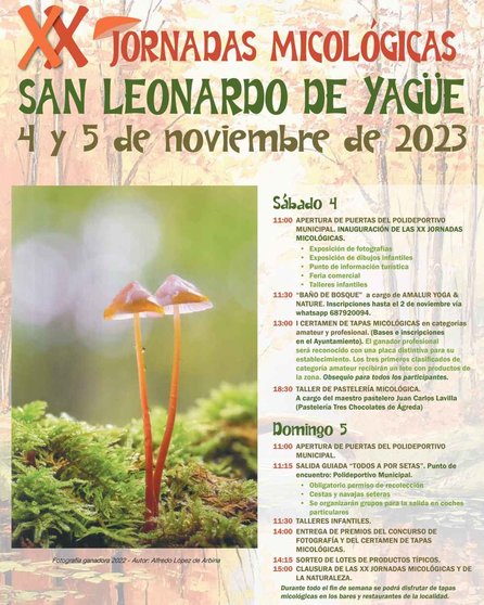 Programa de actos de las Jornadas Micológicas de San Leonardo 2023