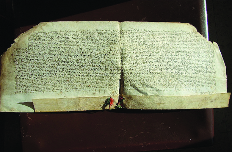 Documento Juan II antes de su restauración.