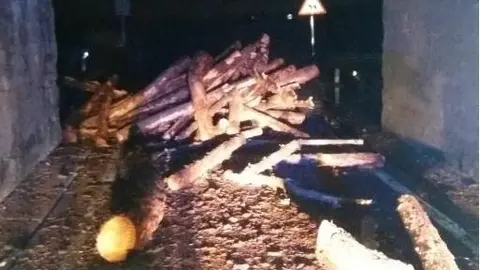 carga camion madera calzada