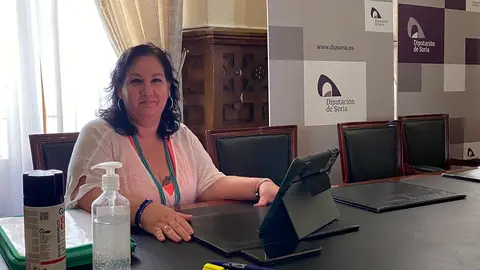 Eva Muñoz, diputada de Servicios Sociales, durante la comisión