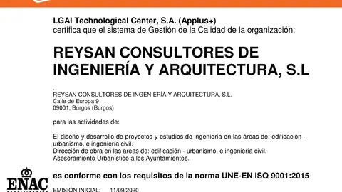 Certificado ISO 9001: 2015