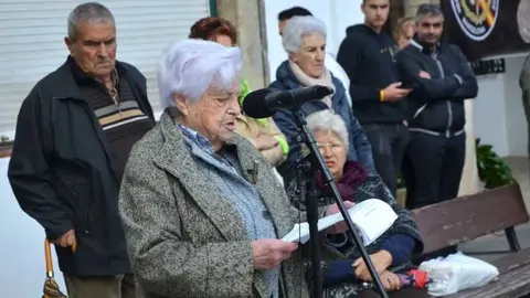María Eugenia Yagüe Martínez, presidenta de la Fundación Yagüe, durante un acto realizado en San Leonardo de Yagüe