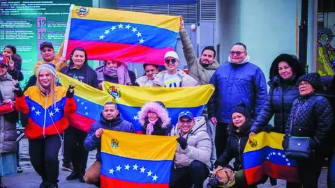 Concentraci&oacute;n de venezolanos en Soria mostrando apoyo a sus paisanos afectados