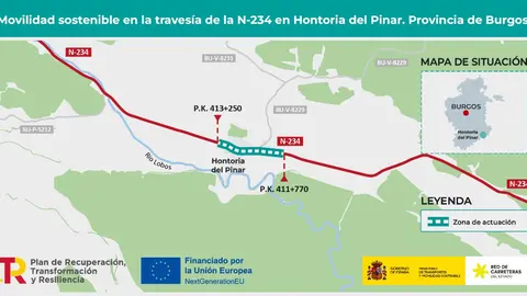 Transportes inicia las obras para adecuar al paso de peatones la travesía de la N-234 a su paso por Hontoria del Pinar
