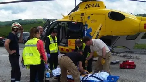 Trasladado al HUBU de Burgos un joven de Covaleda herido cuando trabajaba en el monte