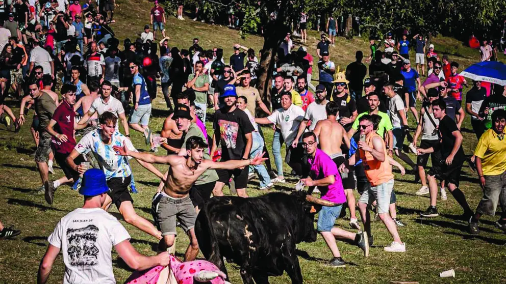Algunas de las miles de personas que acudieron a la tarde de Lavalenguas en Soria. Cogidas y buen ambiente