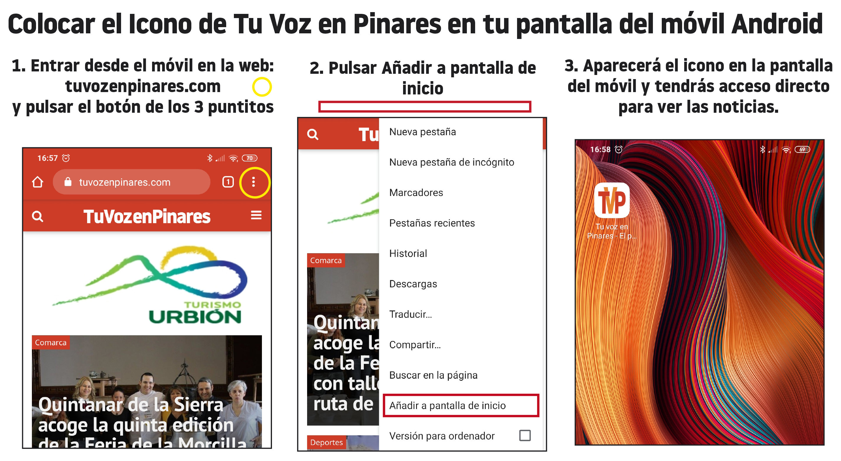 Icono TVP en pantalla de movil Andoid