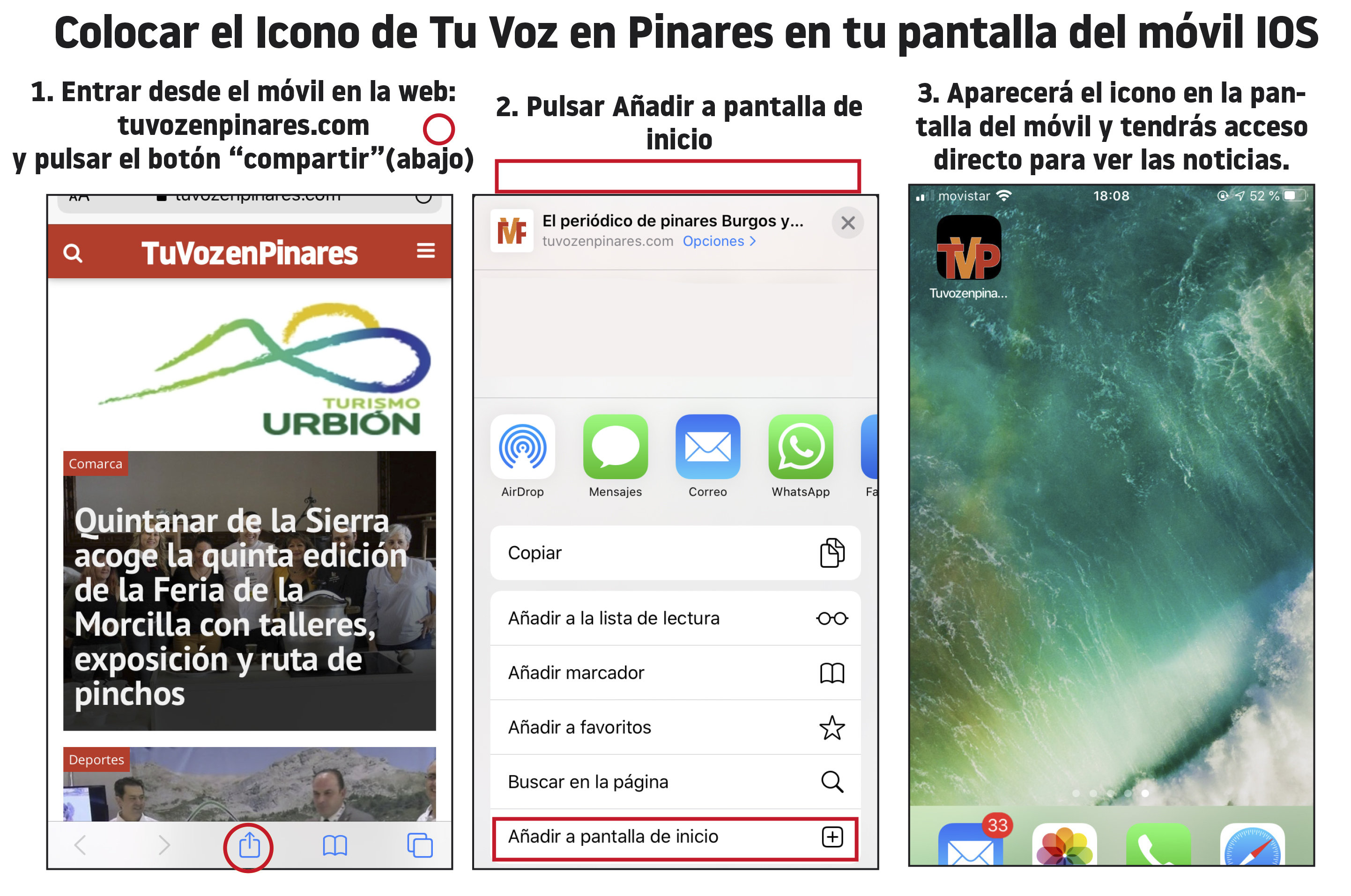 Icono TVP en pantalla de movil IOS