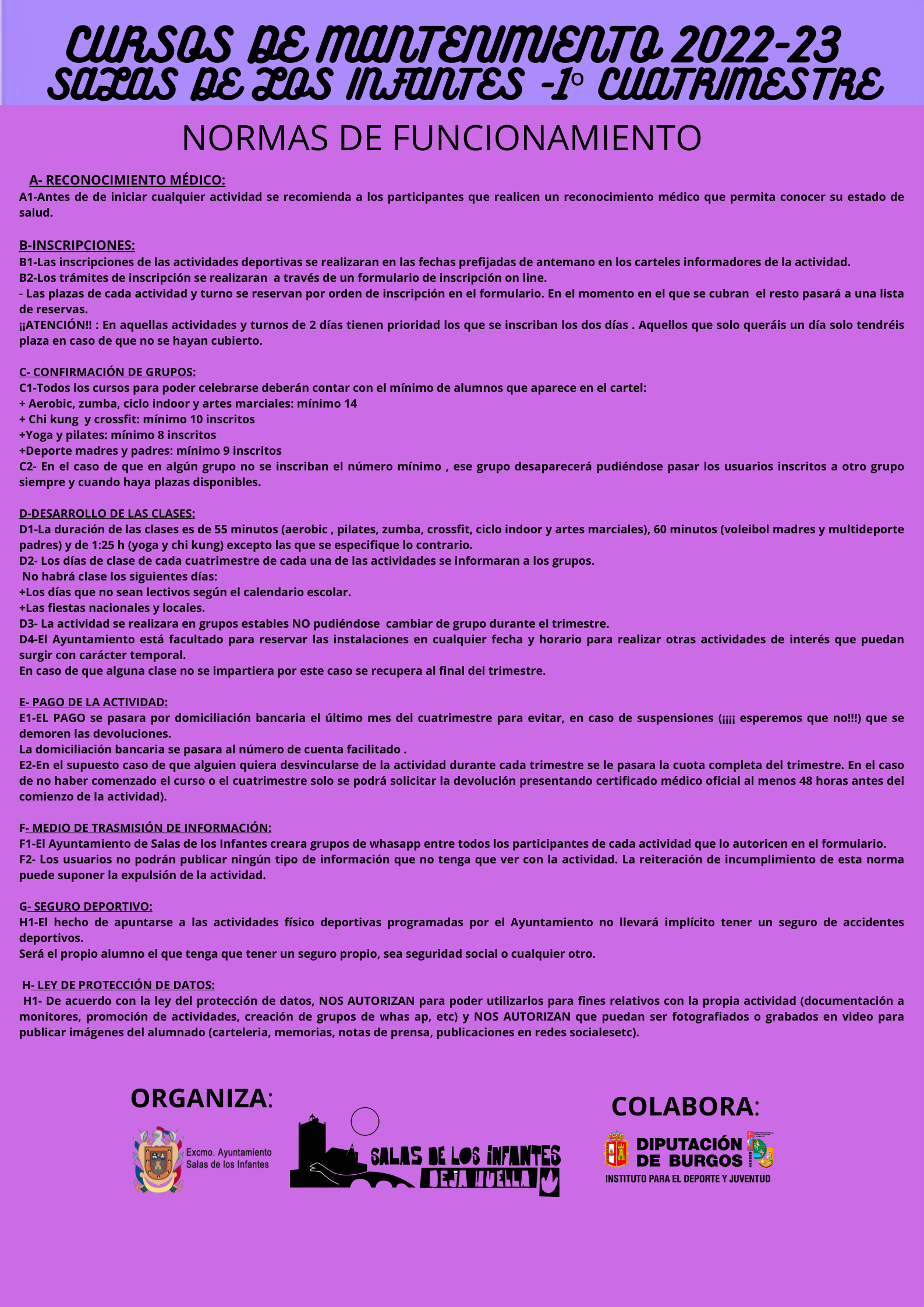 Cursos de mantenimiento - INFORMACION 22-23