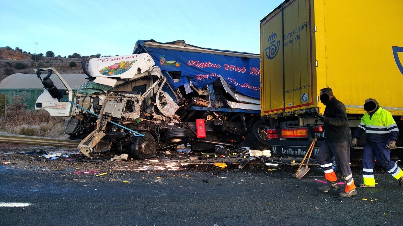 Dos fallecidos y un herido grave en un accidente con choque dos camiones en la N-122 en Golmayo