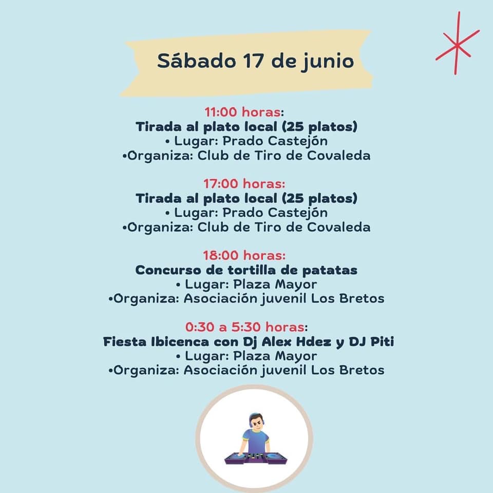 ACTOS DEL SÁBADO 17 EN COVALEDA