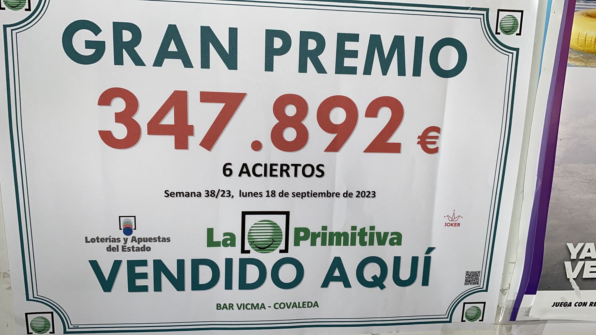 La Primitiva deja en Covaleda un premio de 347.892€ en un boleto de seis aciertos