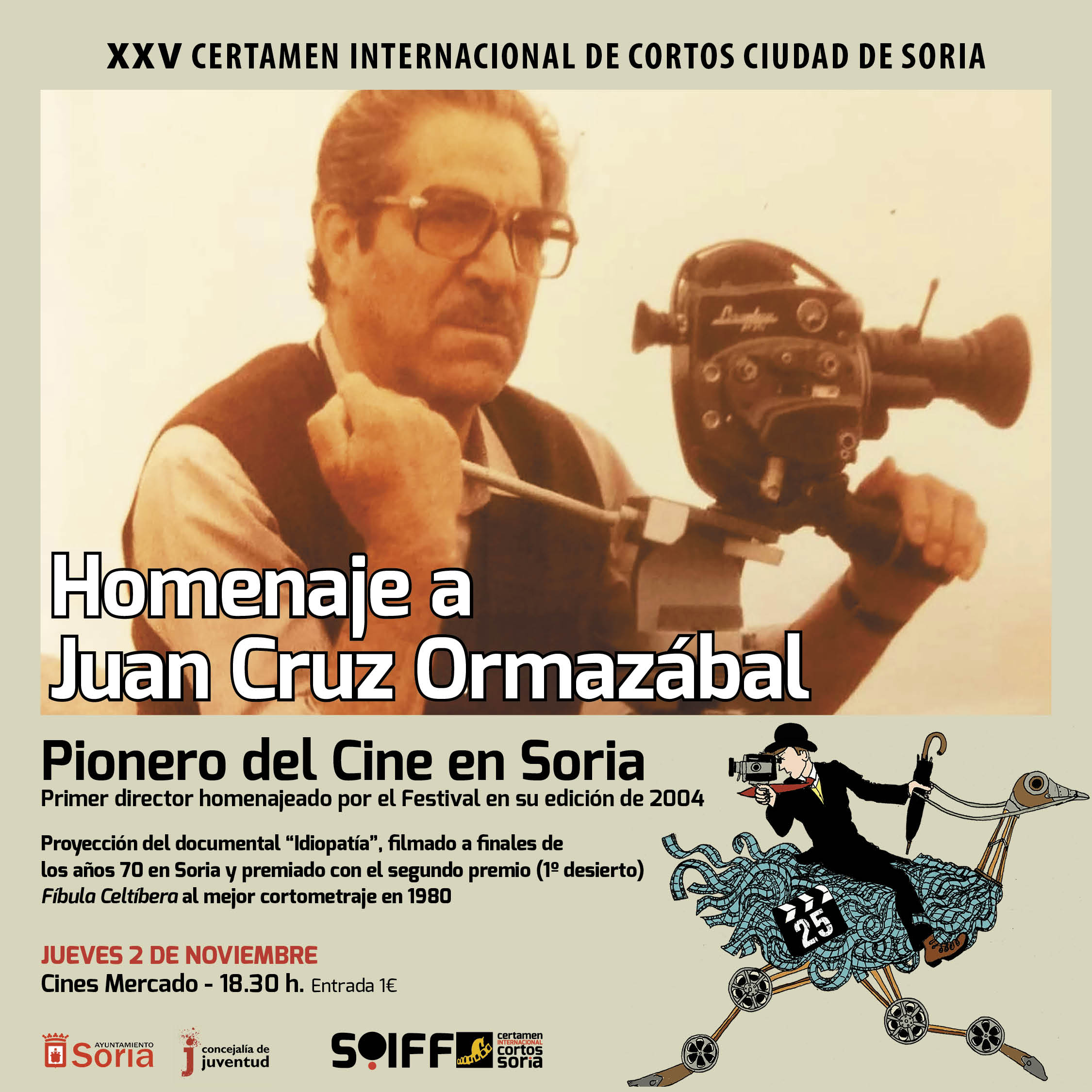 El Festival Internacional de Cortos de Soria inicia su programación con el homenaje al cineasta Juan Cruz Ormazábal