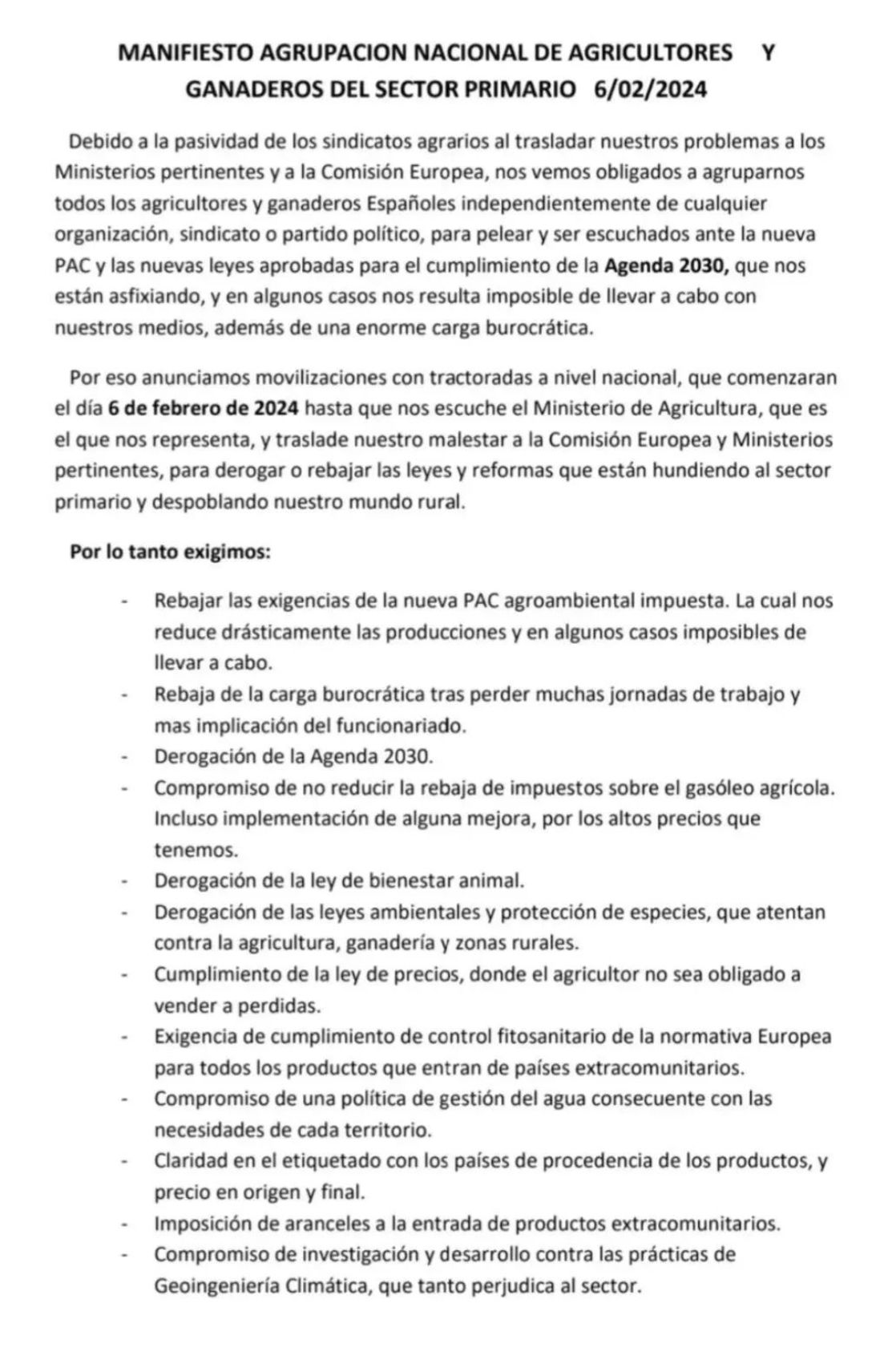 Manifestto tractorada