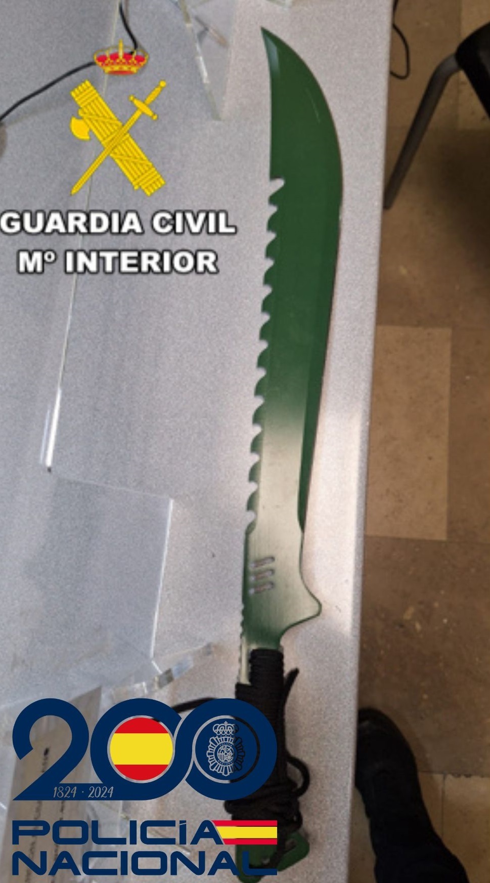 Machete incautado al agresor