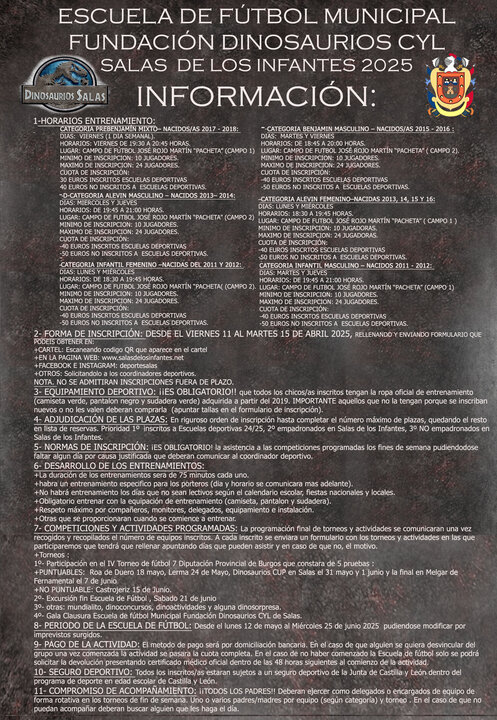 cartel HORARIOS Y NORMAS ESCUELA futbol2025