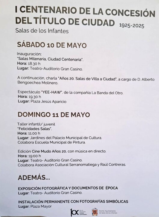 CARTEL ANUNCIADOR DE LAS ACTIVIDADES EN SALAS